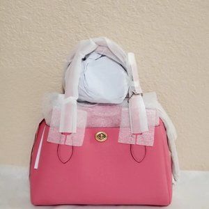 COACH LORA 30 Pink PEBBLE LEATHER CARRYALL SATCHEL SHOULDER BAG 91740